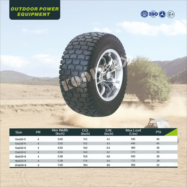 Lawnmower Trailer Tyres 11x4.00-5 13x5.00-6 13x6.50-6 15x6.00-6 16x6.50-8 16x7.50-8 18x6.50-8 18x8.50-8 18x9.50-8 20x8.00-8 20x10.00-8 20x8.00-10