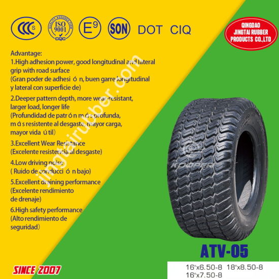Lawnmower Trailer Tyre/Golf Cart Tyre/ Go Kart Tyre/ATV Tyre/UTV Tyre (16X6.50-8 16X7.50-8 18X8.50-8) with ISO DOT E-MARK