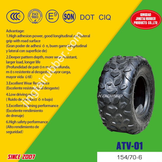 Lawnmower Trailer Tyre/Golf Cart Tyre/ Go Kart Tyre/ATV Tyre/UTV Tyre (154/70-6) with ISO DOT E-MARK