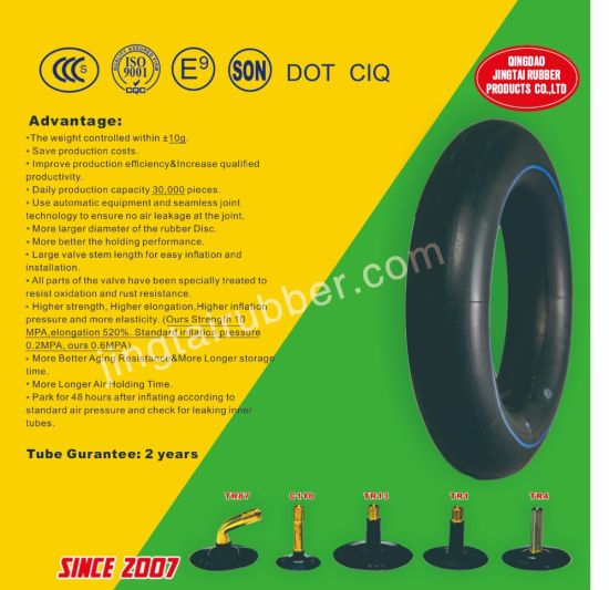 ISO Standard Natural Rubber Motorcycle Inner Tube (130/60-13) with Tr87 Valve