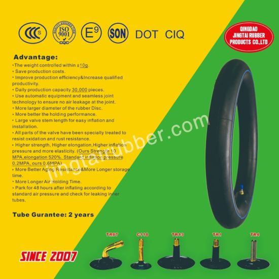 ISO Standard Professional Manufacturer Motorcycle Natural Rubber Inner Tube (90/90-21)